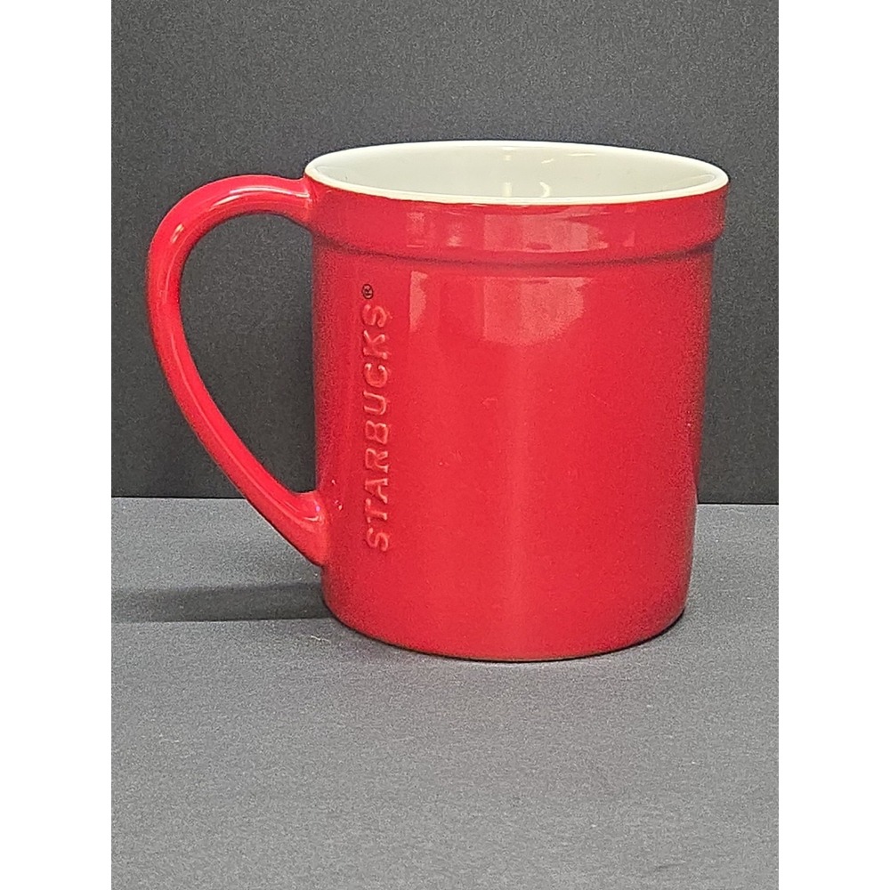 Starbucks Crimson Red Coffee Mug 2012 16 oz Embossed Logo Cup‎ Christmas